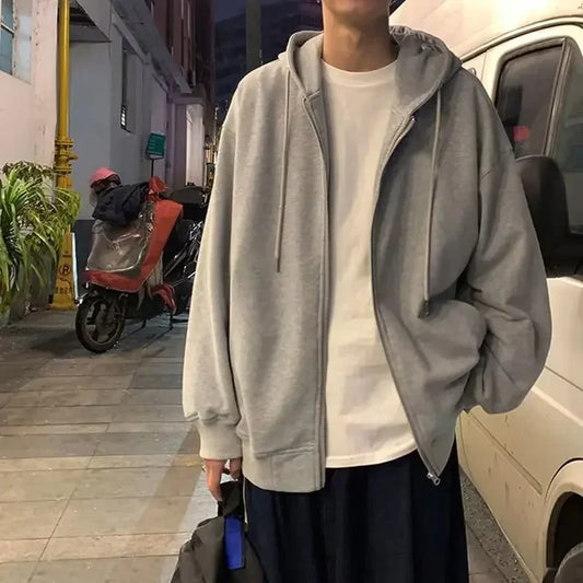 Nirvora Men's American Style CardiganTrendy Loose-Fit Couple Sweatshirt Jacket