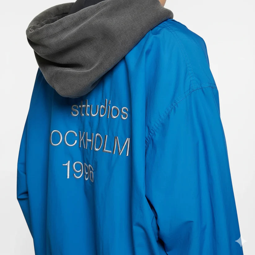 Men's Loose Fit Streetwear Embroidery Stand Collar Coat Jacket