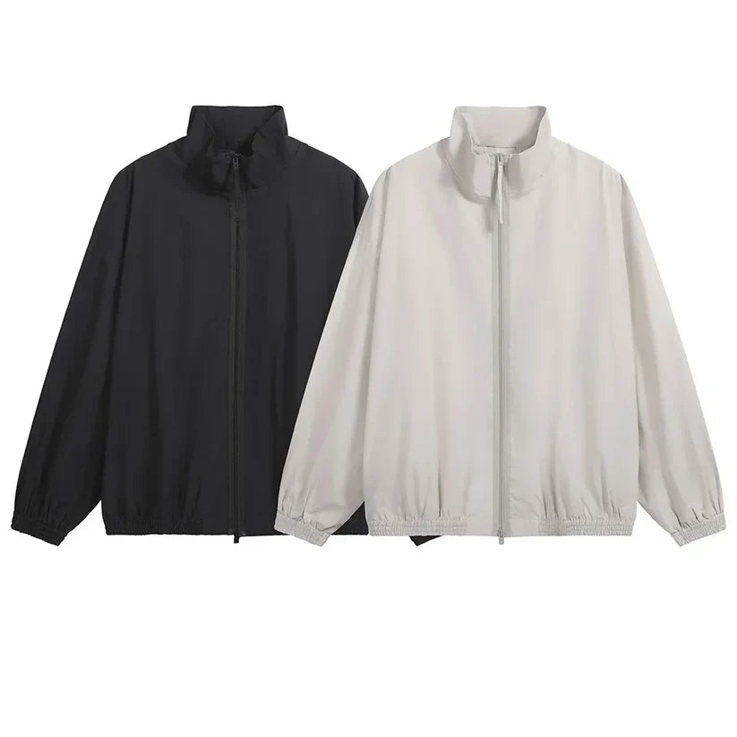 Men's Loose Fit Streetwear Embroidery Stand Collar Coat Jacket