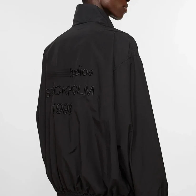 Men's Loose Fit Streetwear Embroidery Stand Collar Coat Jacket