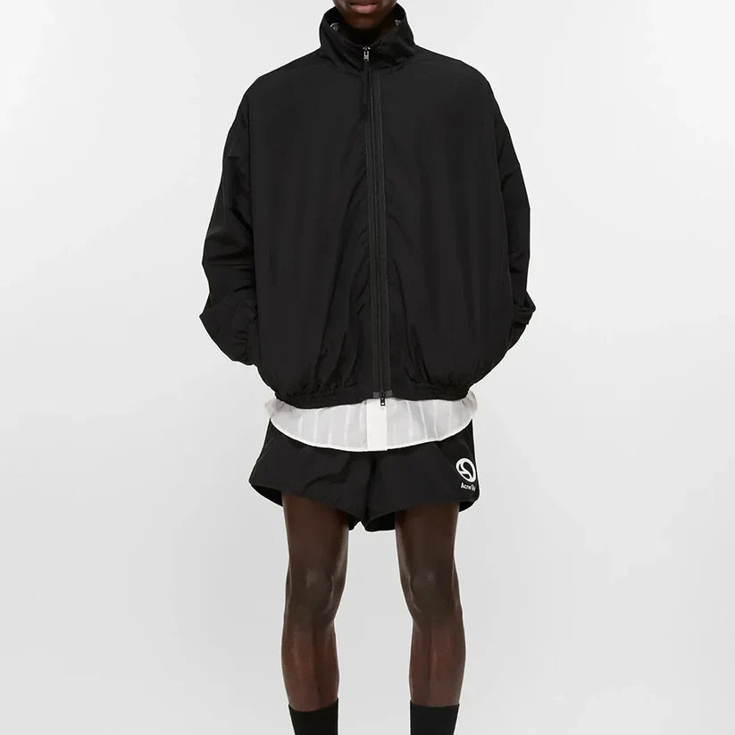 Men's Loose Fit Streetwear Embroidery Stand Collar Coat Jacket