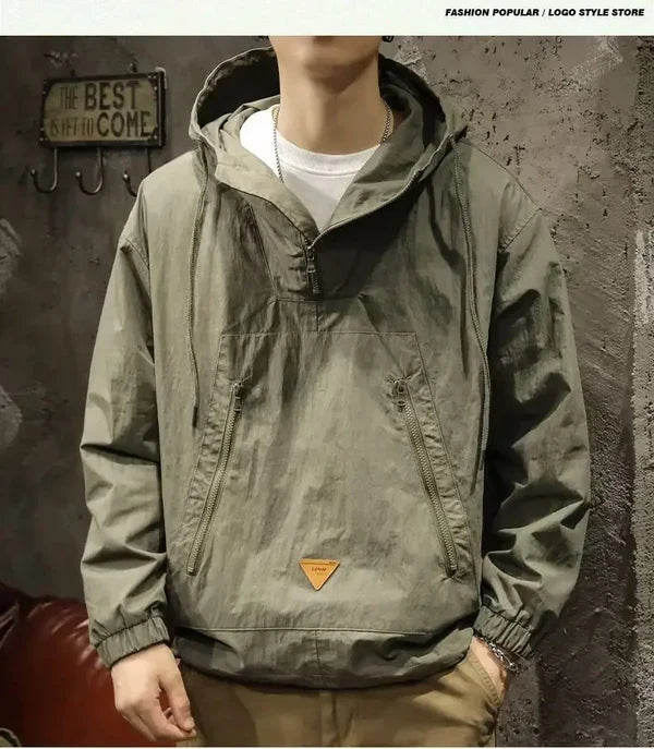 Nirvora Men's Style Half-Zip Hooded Outdoor Workwear Jacket