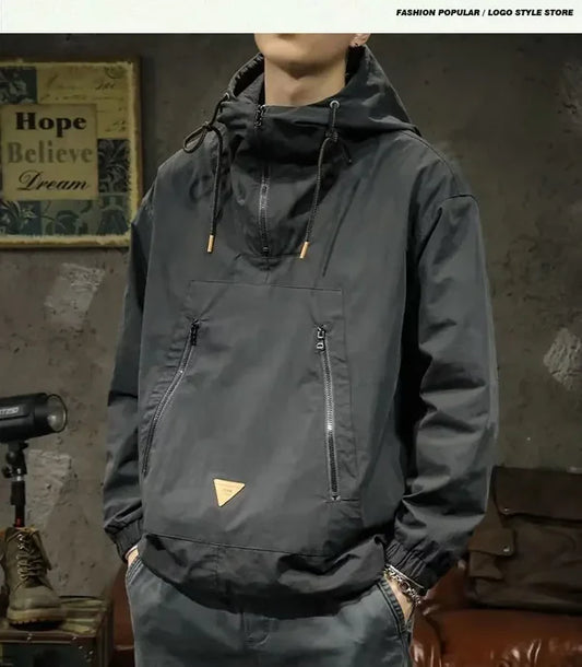 Nirvora Men's Style Half-Zip Hooded Outdoor Workwear Jacket