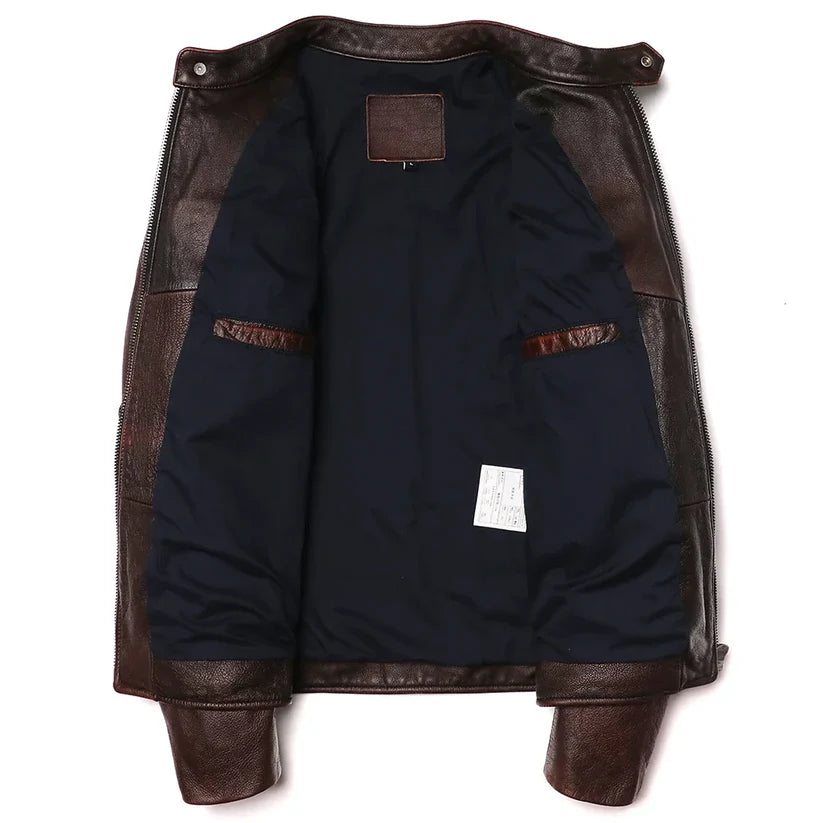 Men's Vintage Brown Genuine Leather Biker Jacket
