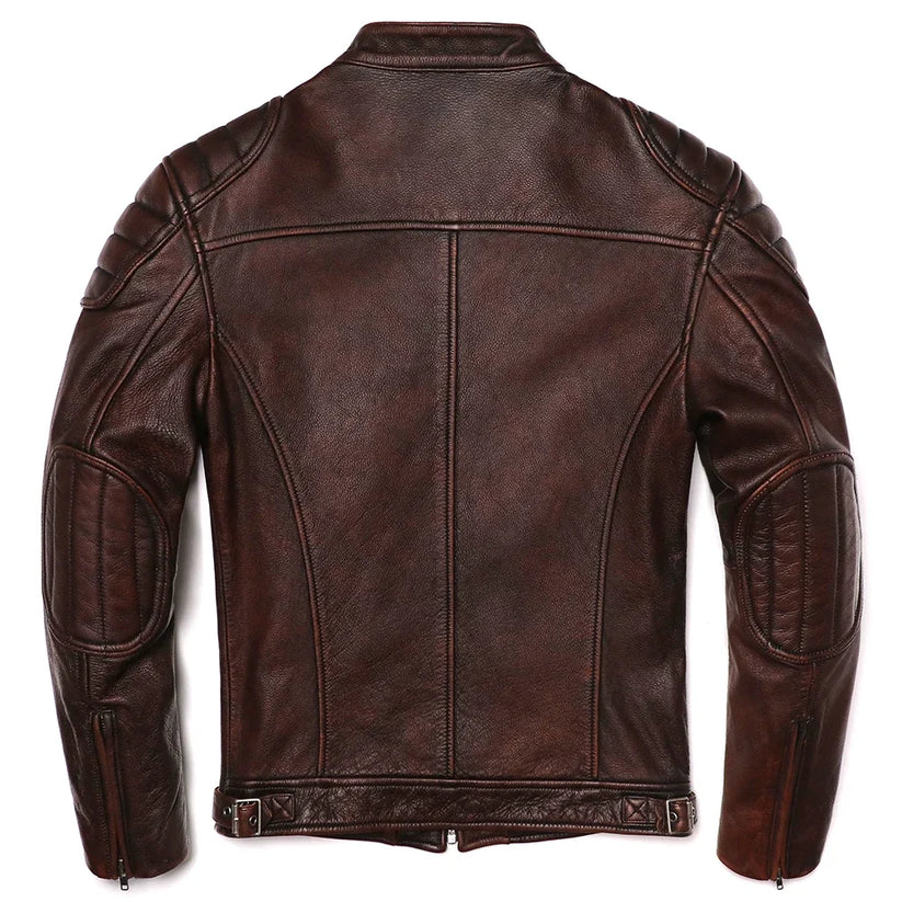 Men's Vintage Brown Genuine Leather Biker Jacket