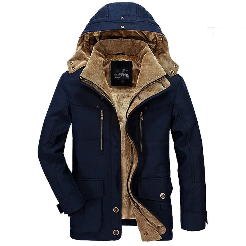 Men's Winter Parka Thicken Warm Hooded Cargo Jacket