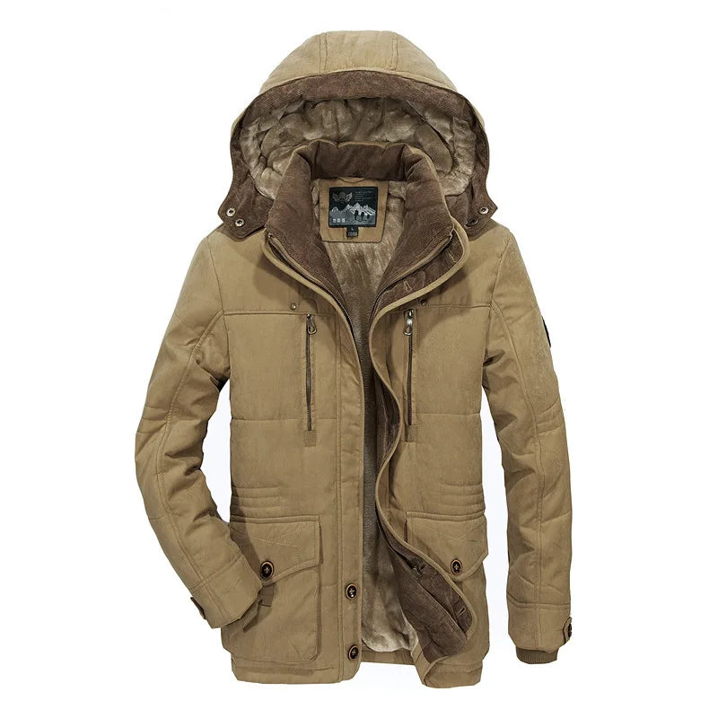 Men's Winter Parka Thicken Warm Hooded Cargo Jacket