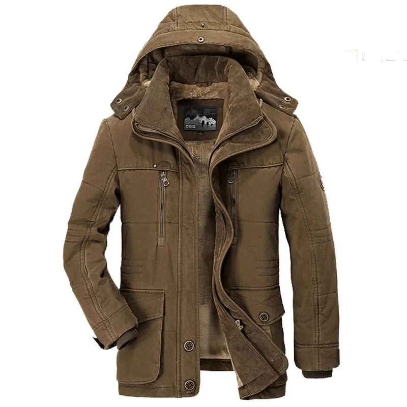 Men's Winter Parka Thicken Warm Hooded Cargo Jacket