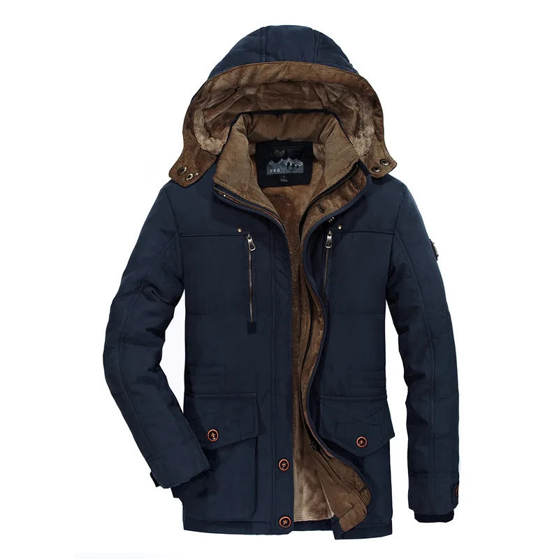 Men's Winter Parka Thicken Warm Hooded Cargo Jacket