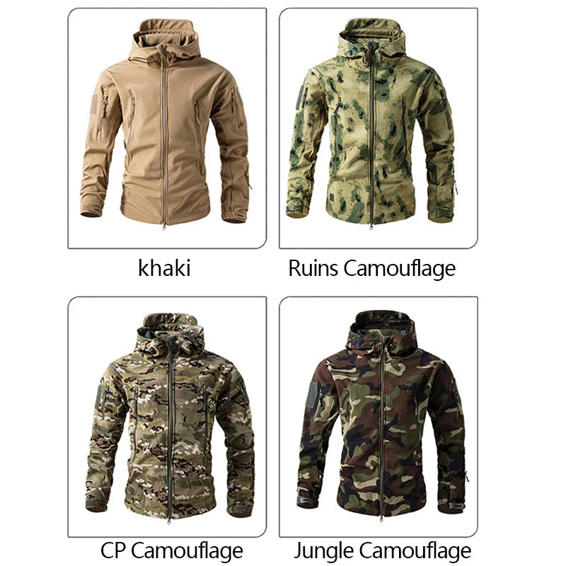 Tactical Jacket Waterproof Fleece Hooded Camping Jacket