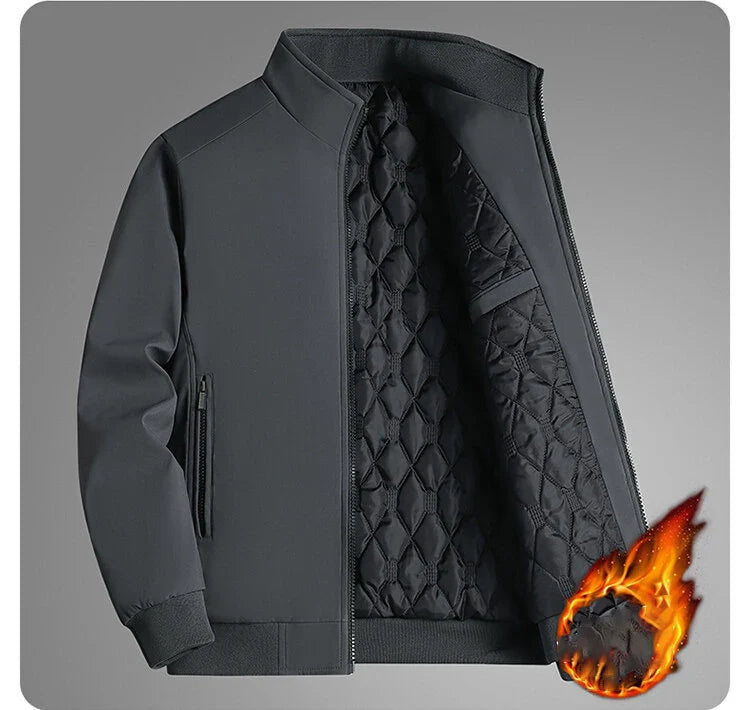 Thick Stand Collar Solid Winter Jacket Men Waterproof Warm Business Casual Men Coats