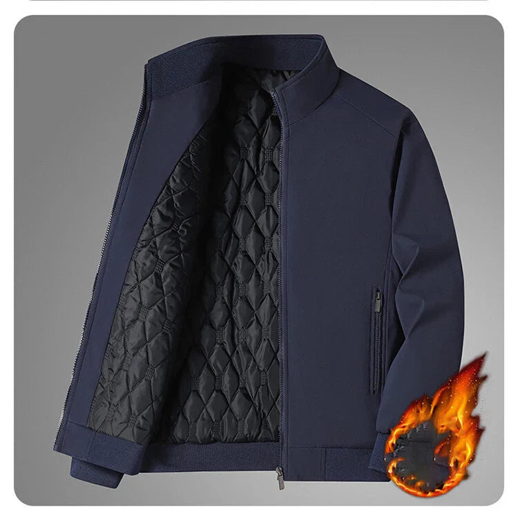 Thick Stand Collar Solid Winter Jacket Men Waterproof Warm Business Casual Men Coats