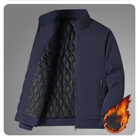 Thick Stand Collar Solid Winter Jacket Men Waterproof Warm Business Casual Men Coats